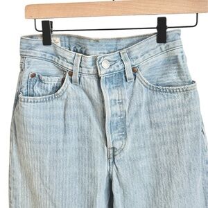 Levi’s Premium 501 Original Fit Jeans W26 L31 Light Wash Striped Denim